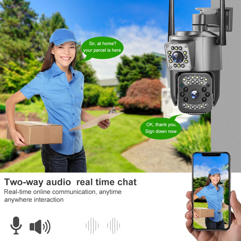 V380Dual-screen wireless surveillance camera for outdoor home use360Degree4G Remote HD Waterproof Dome Camera