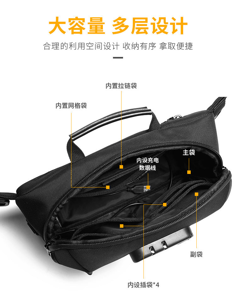 ozuko Multifunctional Waist Bag Men's Anti-Theft Chest Bag Large Capacity Trendy Crossbody Bag Sports Outdoor Shoulder Bag