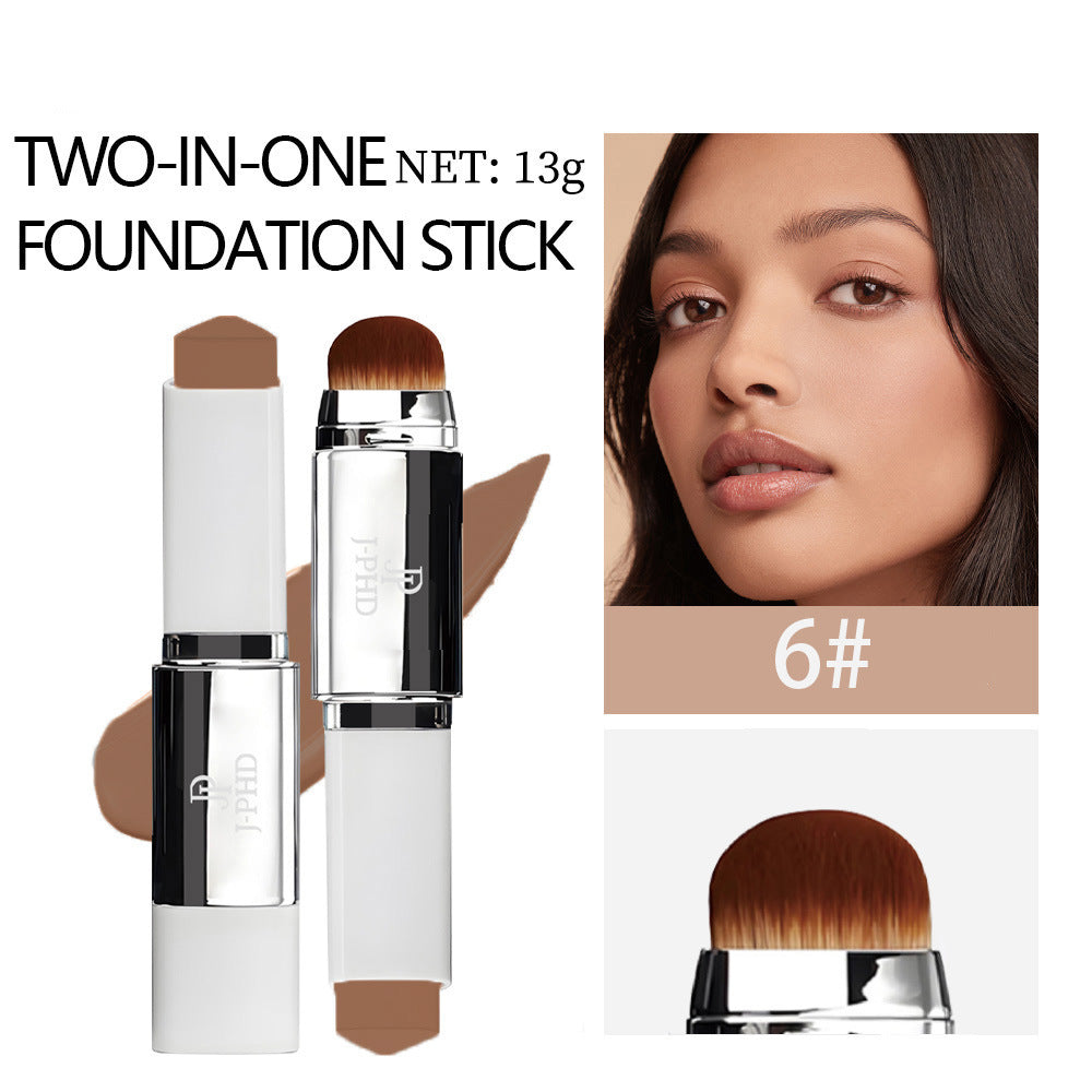 Spot Goods J-PHD 2-in-1 Foundation Stick13g Double-ended lightweight concealer foundation with brush, natural finish
