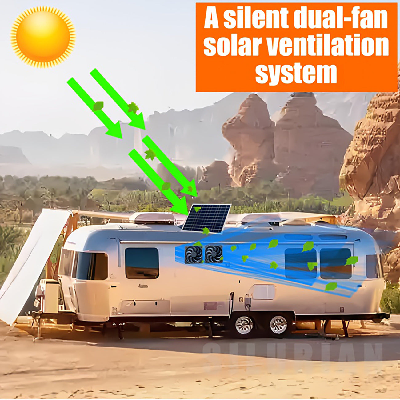 Exclusive Solar Ventilation Fan Exhaust Fan Solar Photovoltaic Pet House Ventilation Convection Cooling Blower