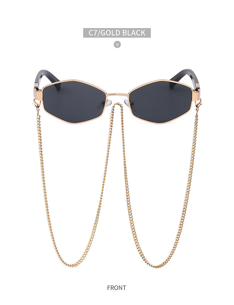 New Women's Sunglasses Fashion Chain Personality Round Frame Korean Style Sunglasses Wholesale Glasses sunglasses