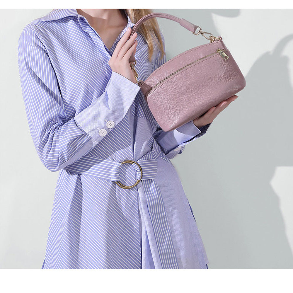 Guangzhou Shiling Genuine Leather Women's Bag for Middle-aged Moms, Small Square Bag, Top Layer Cowhide, Single Shoulder Crossbody Bag, Versatile