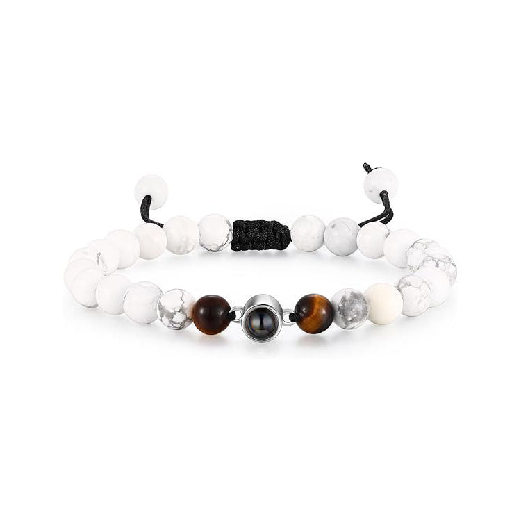 100Language Projection Bracelet Natural Tiger Eye Stone Holiday Gift Bracelet Black Matte Woven Couple Bracelet