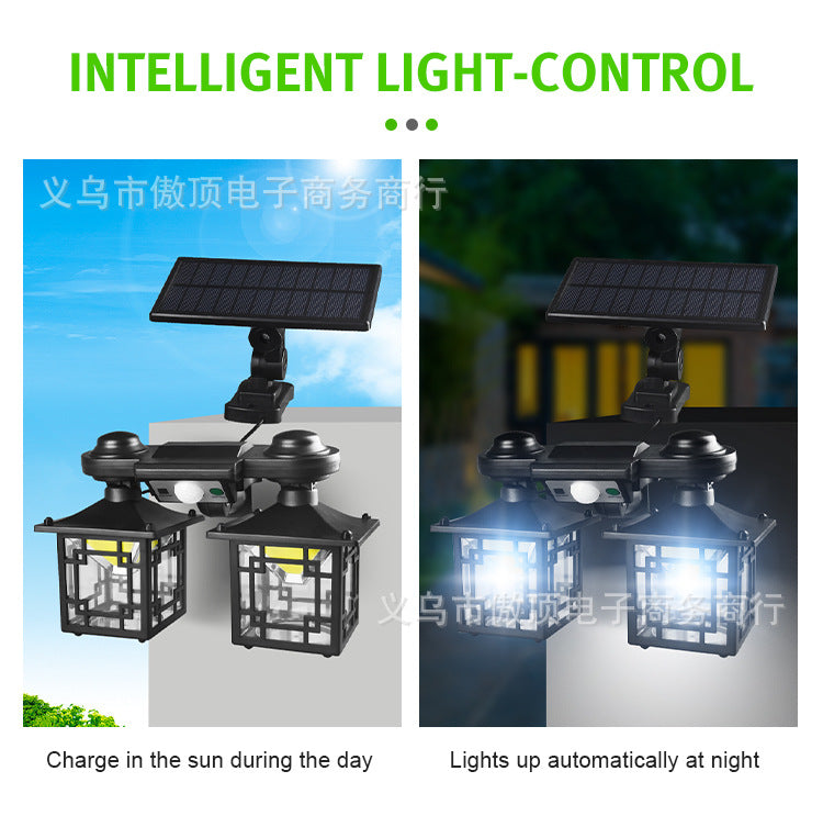 New Double-Head Retro Solar Ground Plug Light Human Body Sensing Split Light Home Wall Lighting Remote Control Light