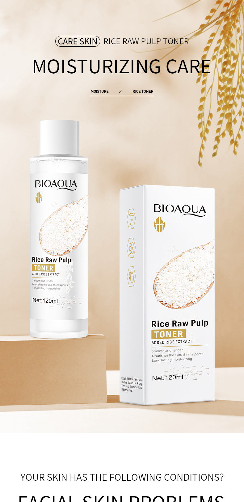 Rice Skincare Set BIOAOUA Rice Puree Series Six-Piece Set Box  Wholesale