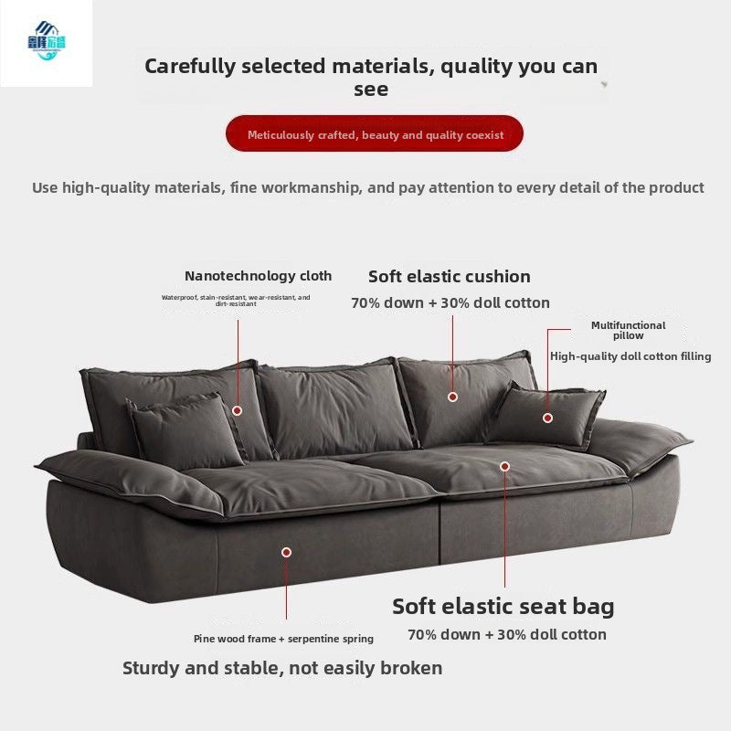 Italian Minimalist Sailboat Sofa Light Luxury Home Living Room Large Sofa Rental House Small Apartment Straight Row Fabric Sofa