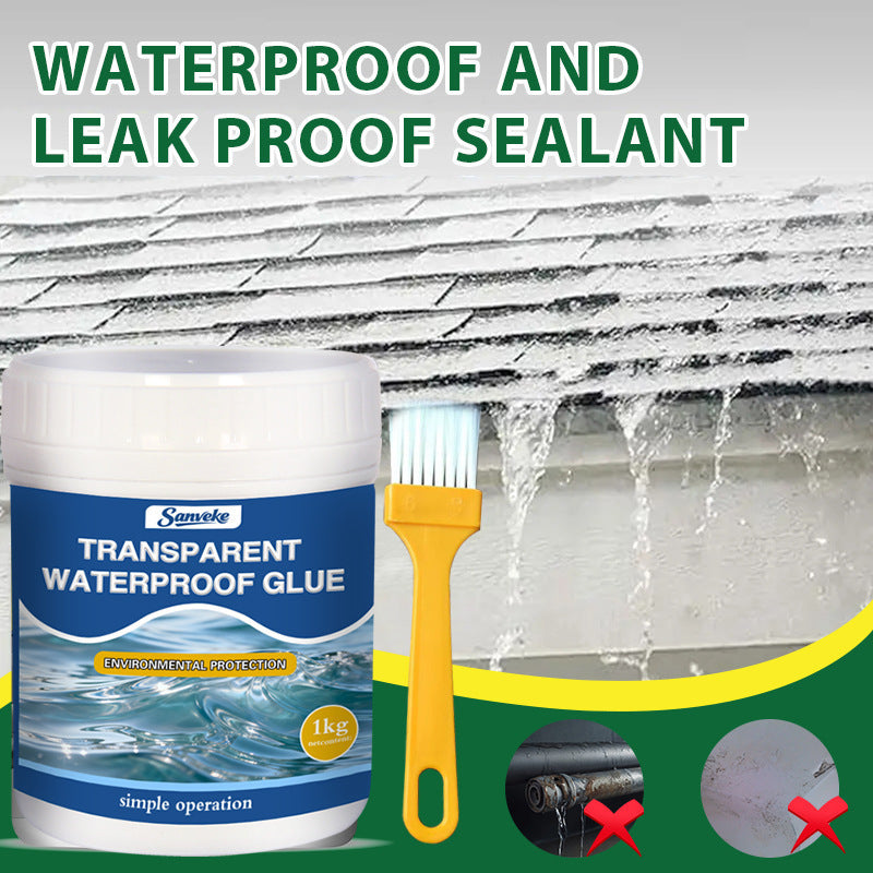 Transparent Waterproof Adhesive Coating for Interior and Exterior Walls, Roofs, Bathrooms, Windowsills, Leak Repair, Odorless, No Wall Damage