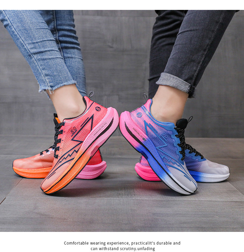 Carbon Plate Running Shoes Mesh Ultra-light Breathable Sports Shoes Men Couple All-match Casual Popcorn Running Shoes Breathable Lightweight