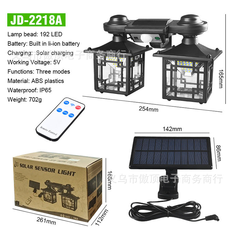New Double-Head Retro Solar Ground Plug Light Human Body Sensing Split Light Home Wall Lighting Remote Control Light