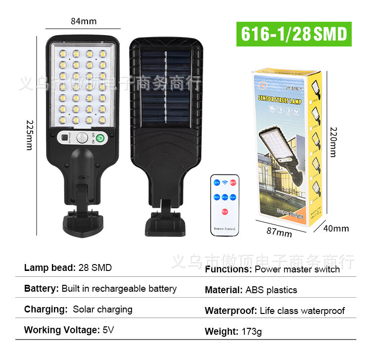 Outdoor Solar Street Light New Human Body Sensing Garden Light with Remote Control LED Wall Lamp Waterproof Garden Light