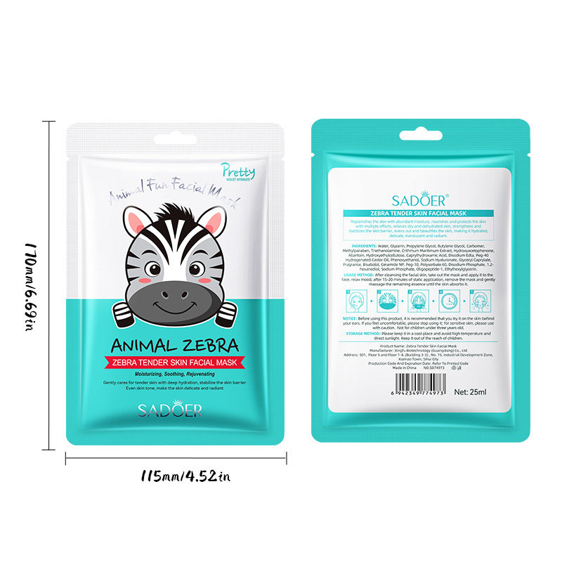 Animal Zebra Pattern Skin Rejuvenation Mask SADOER Moisturizing and Hydrating Face Mask  Wholesale