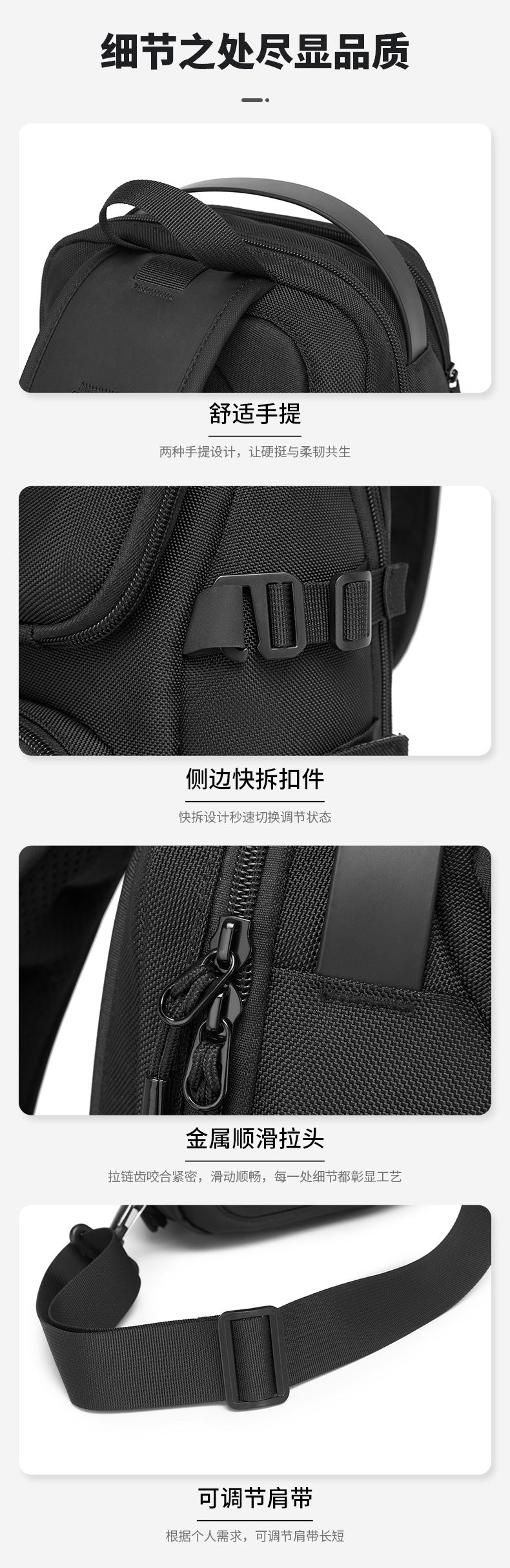 ozuko Men's Chest Bag Crossbody Bag High-end Waterproof Large Capacity Trendy Men's Shoulder Bag Commuting Portable Bag