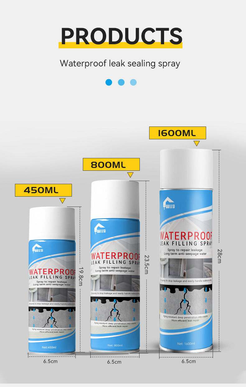 baolisi Waterproof Leak Repair Spray for Roof, Exterior Wall, Roof Crack Repair, Leak Sealing Material, Coating, Self-Spray Repair