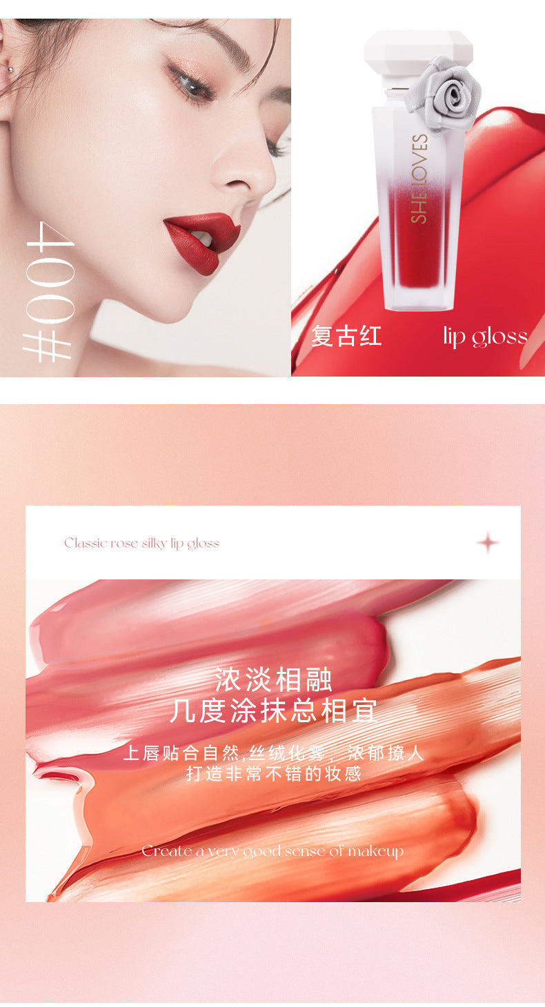 Europe and America SHELOVES Rose Matte Lip Glaze Long-lasting Non-stick Cup Non-fading Genuine Lip Gloss Makeup Wholesale