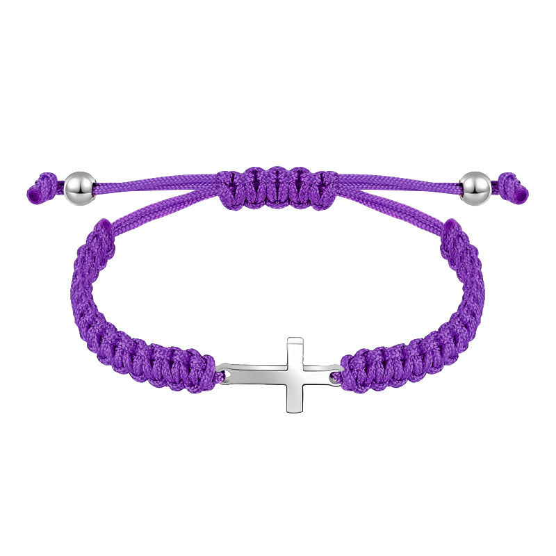 Women's Simple Woven Bracelet Set Stretchable Adjustable Bracelet Friendship Commemorative Wrapped Cross Woven Bracelet