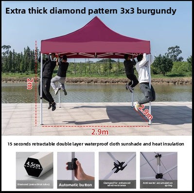 Outdoor Advertising Sunshade Folding Four-Corner Retractable Tent Advertising Umbrella Windproof Rainproof Stall Large Umbrella Four-Leg Tent