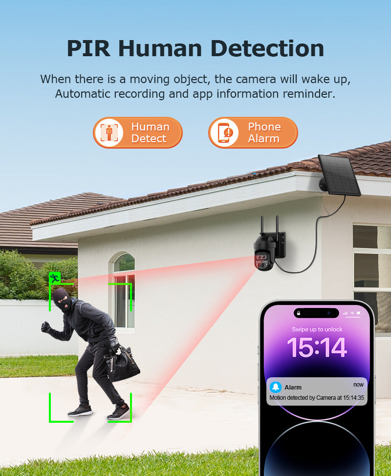 4G Solar Camera Camera12High Magnification Low Power Consumption Surveillance600Wanquan Color Camera Outdoor Waterproof