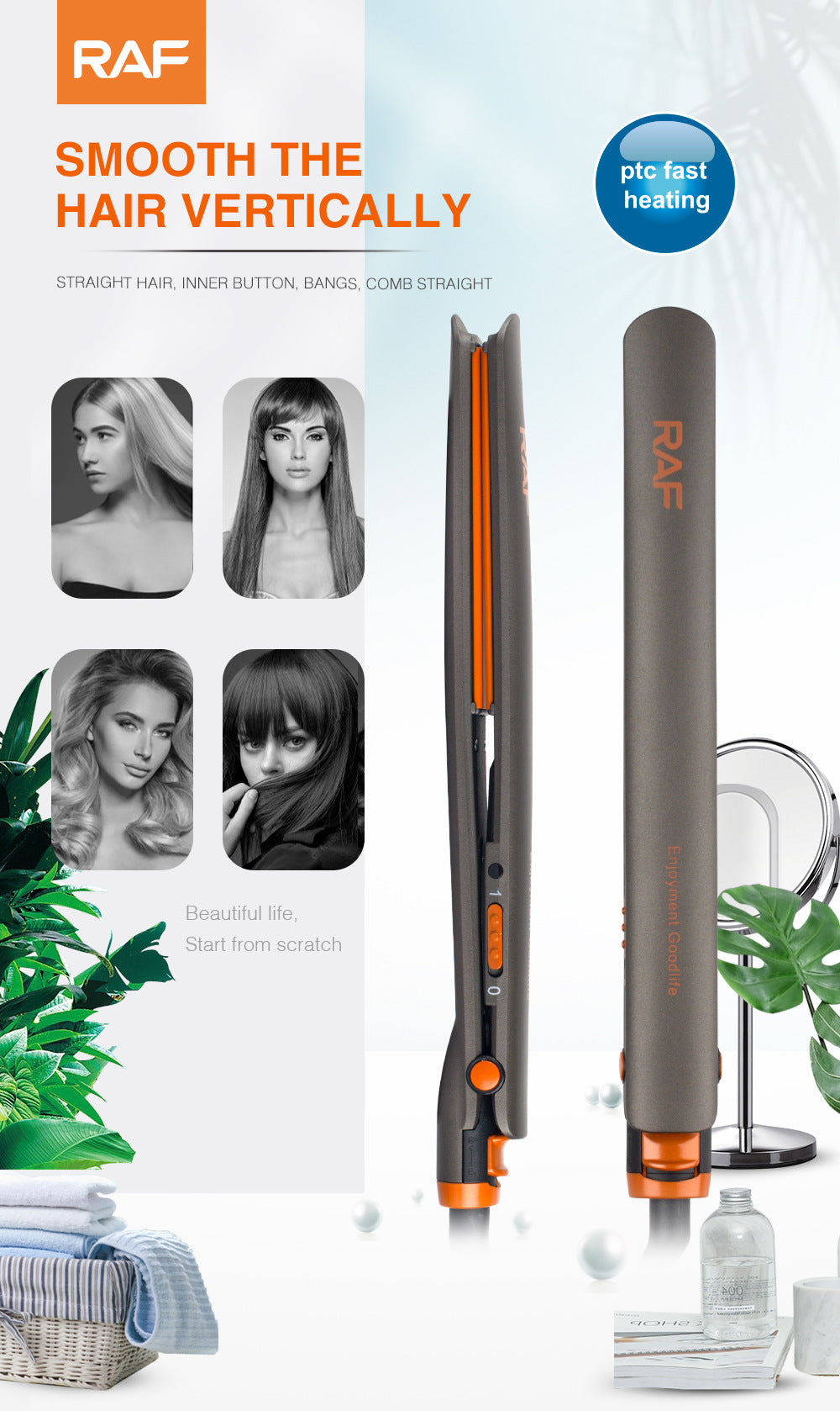 Hair Straightening Iron Portable Hair Curler for Dormitory and Home Use, Fluffy and Easy to Carry, Multifunctional Curling Iron