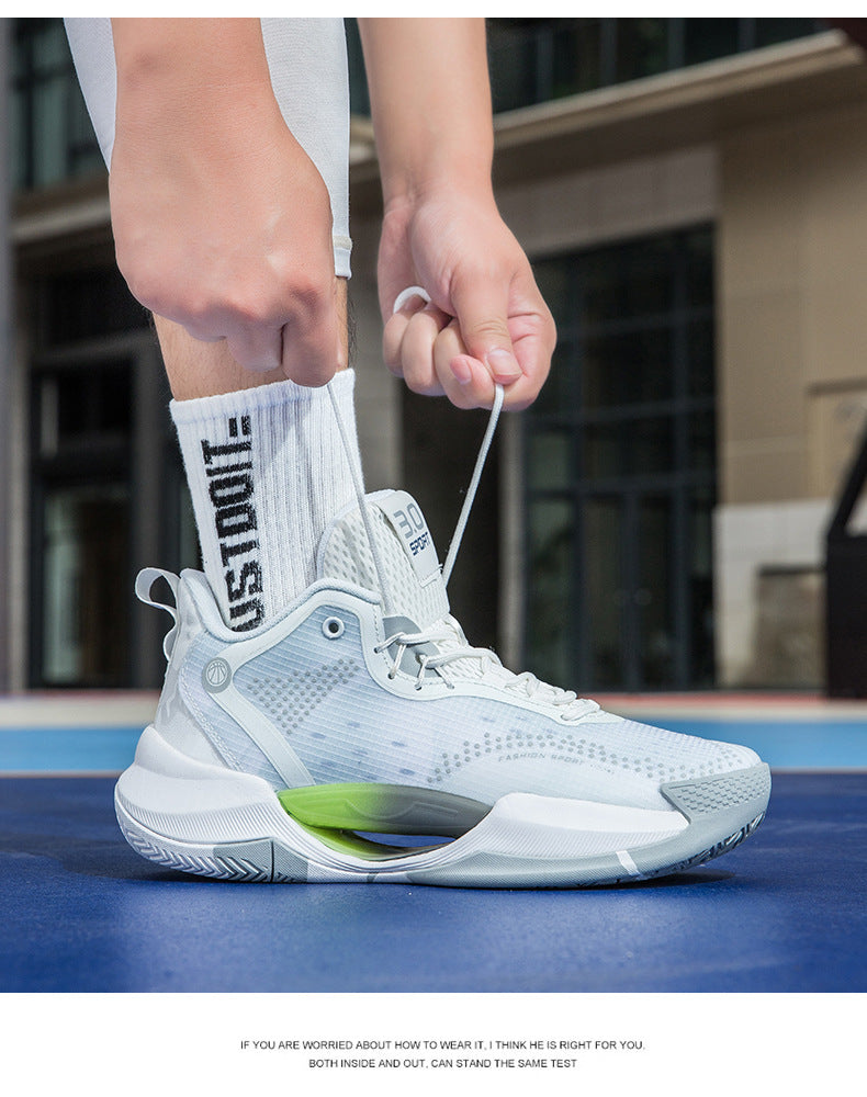 New Trendy Fashion Basketball Shoes Breathable Mesh Sports Shoes High Top Luminous Lightweight Comfortable Men's Sneakers