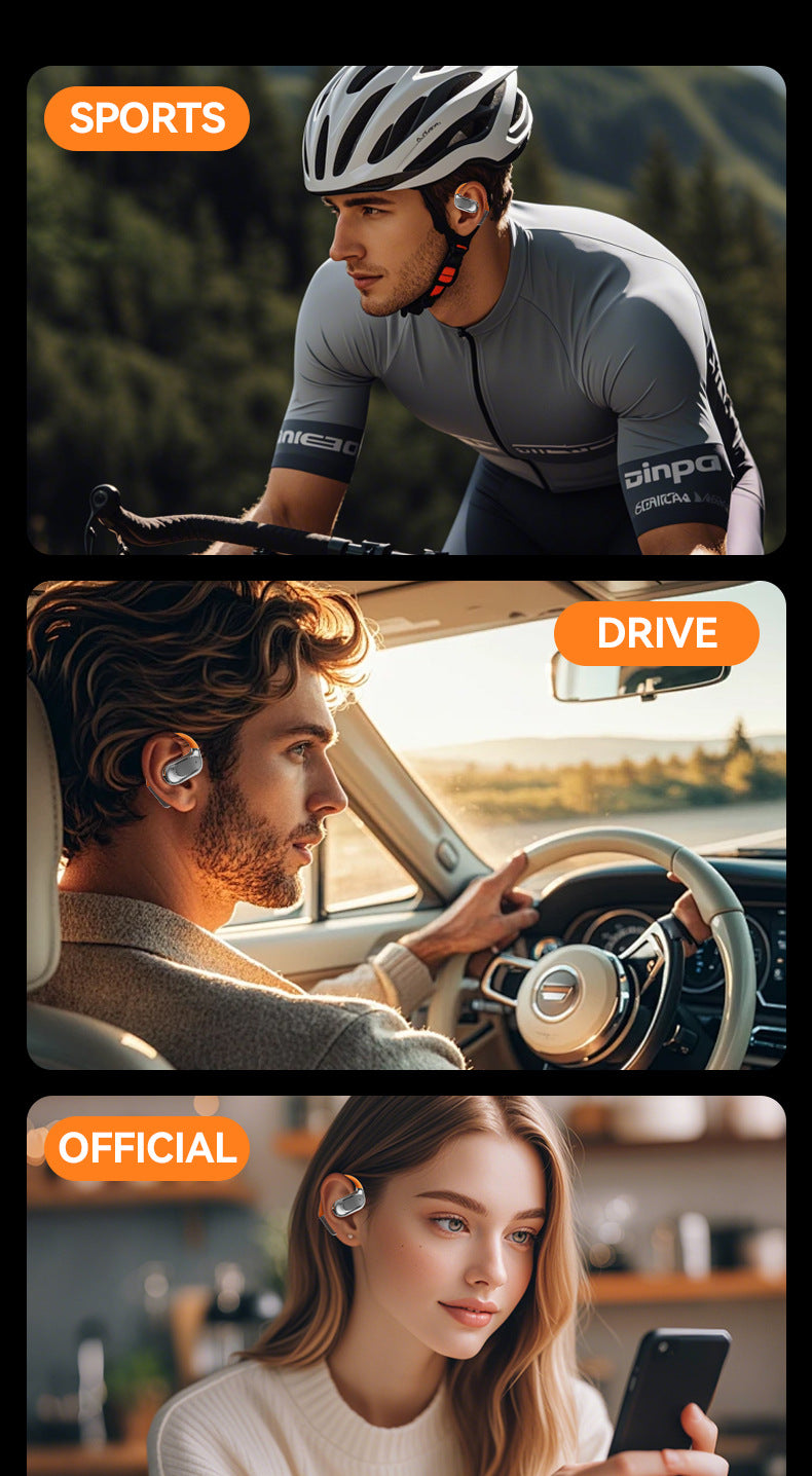 New M113Rotating Small Coconut Ball Dual Ear Noise Cancelling Wireless Bluetooth Earphones Air Bone Conduction Ear Hook Waterproof Sports