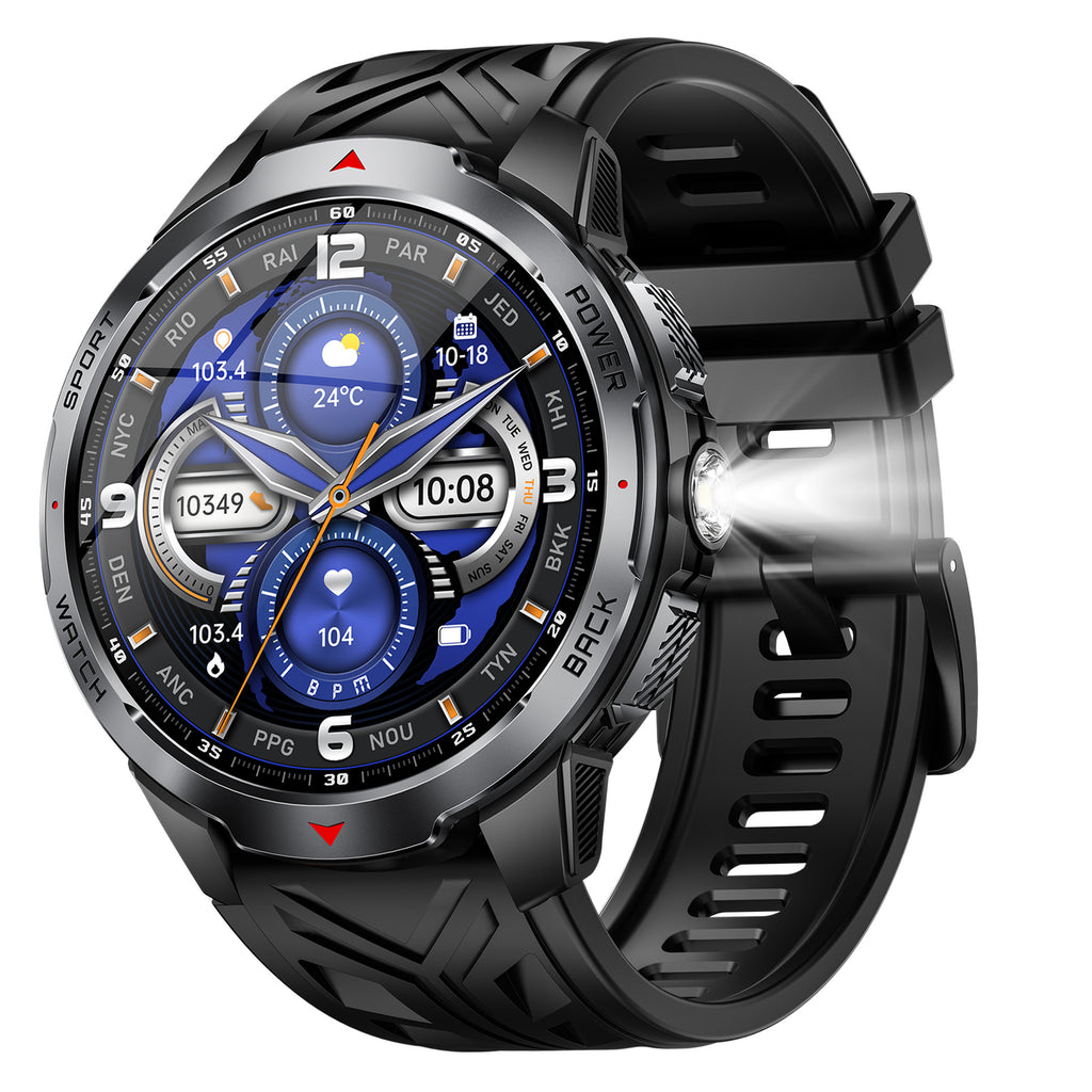 KT88Smart Watch Bluetooth Call Heart Rate Pedometer Sleep Compass Flashlight Deep Waterproof Three-Proof Sports