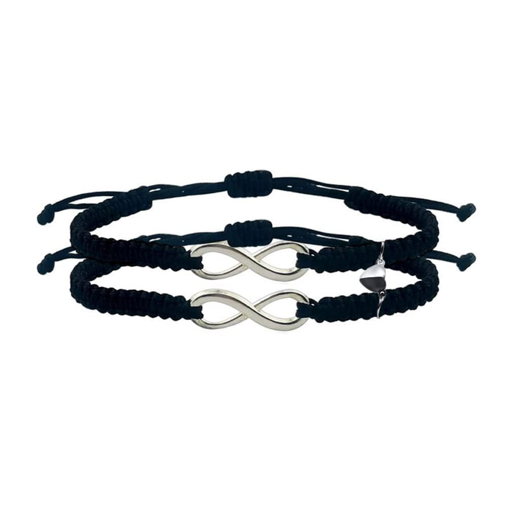Couple Gift Bracelet Infinite Love Sister Gift Heart Magnetic Adjustable Woven Bracelet8Word Bracelet Set