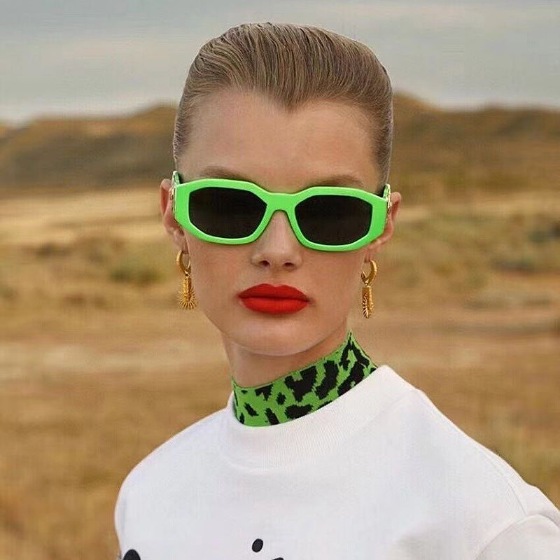 2025New Small Square Frame Sunglasses European and American Trendy Head-Shaped Polygonal Glasses Small Frame Sunglasses for Men