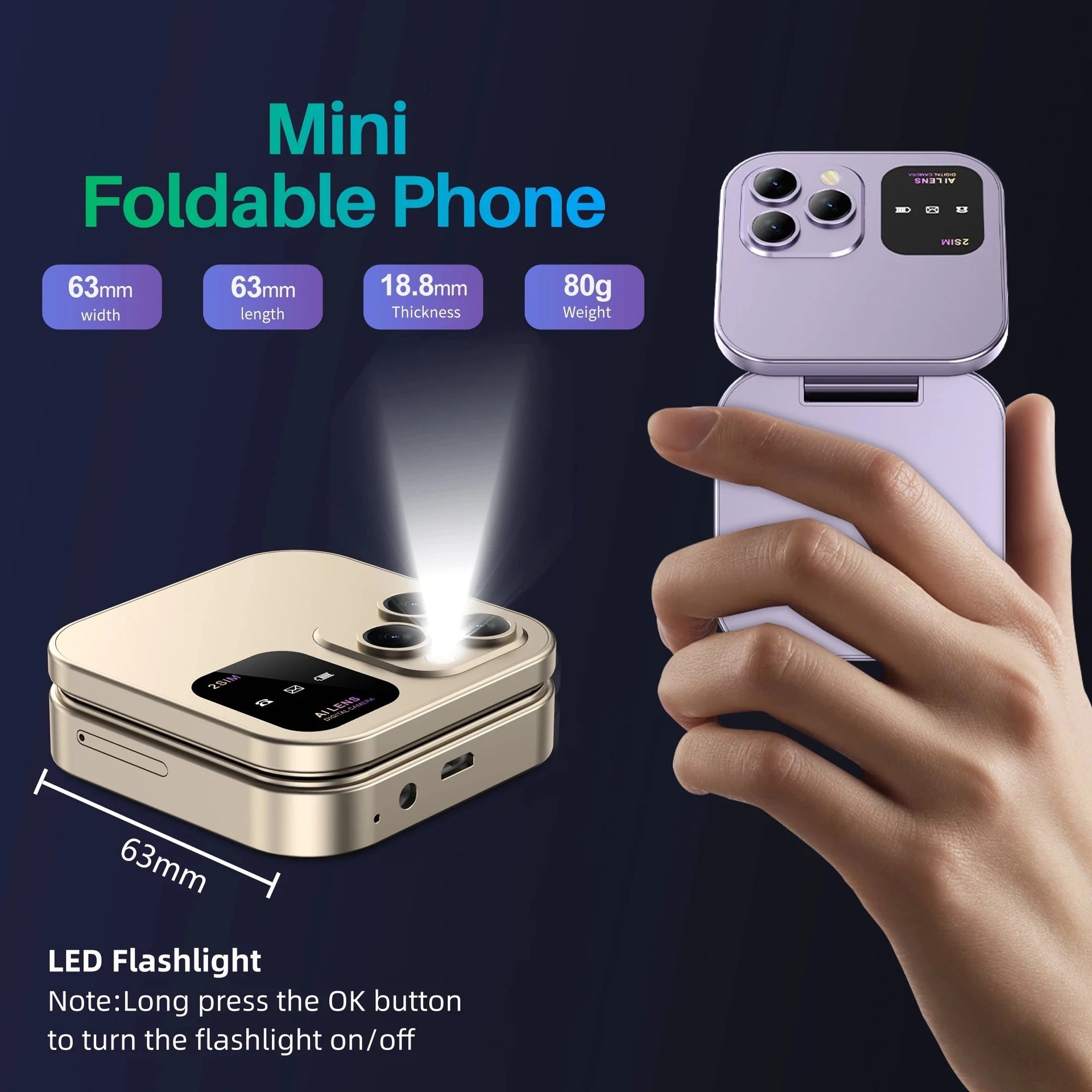 New i16pro Flip mini Mobile Phone F15Button Elderly Phone Dual SIM2G Multi-Language