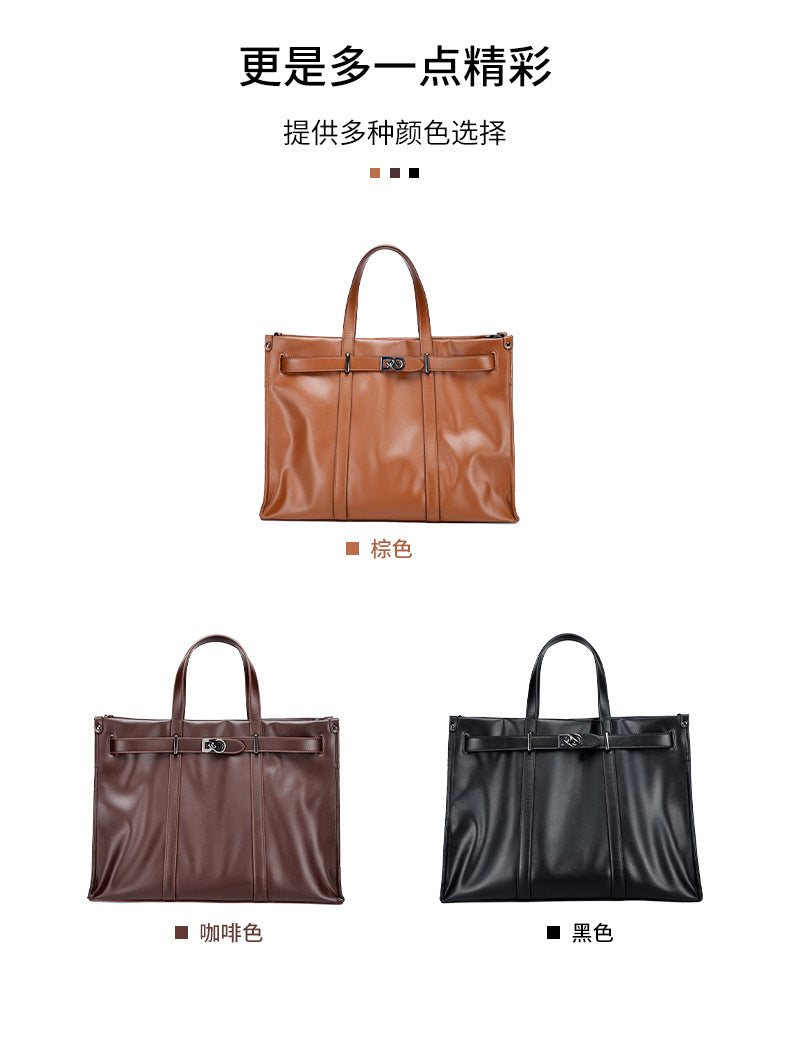 Korean Style Handheld Fashion Casual Briefcase New Work Commute Large Capacity Versatile Tote Bag High-end Feel Women's Bag