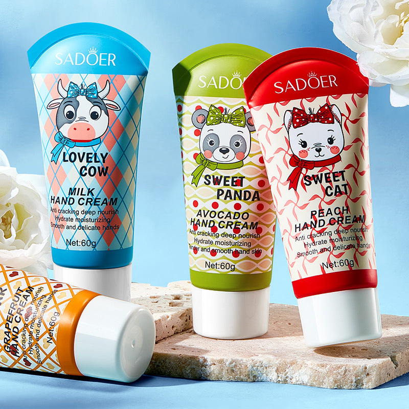 Cartoon Hand Cream60g SADOER Avocado Milk Moisturizing and Hydrating Autumn and Winter Cross-Border Wholesale