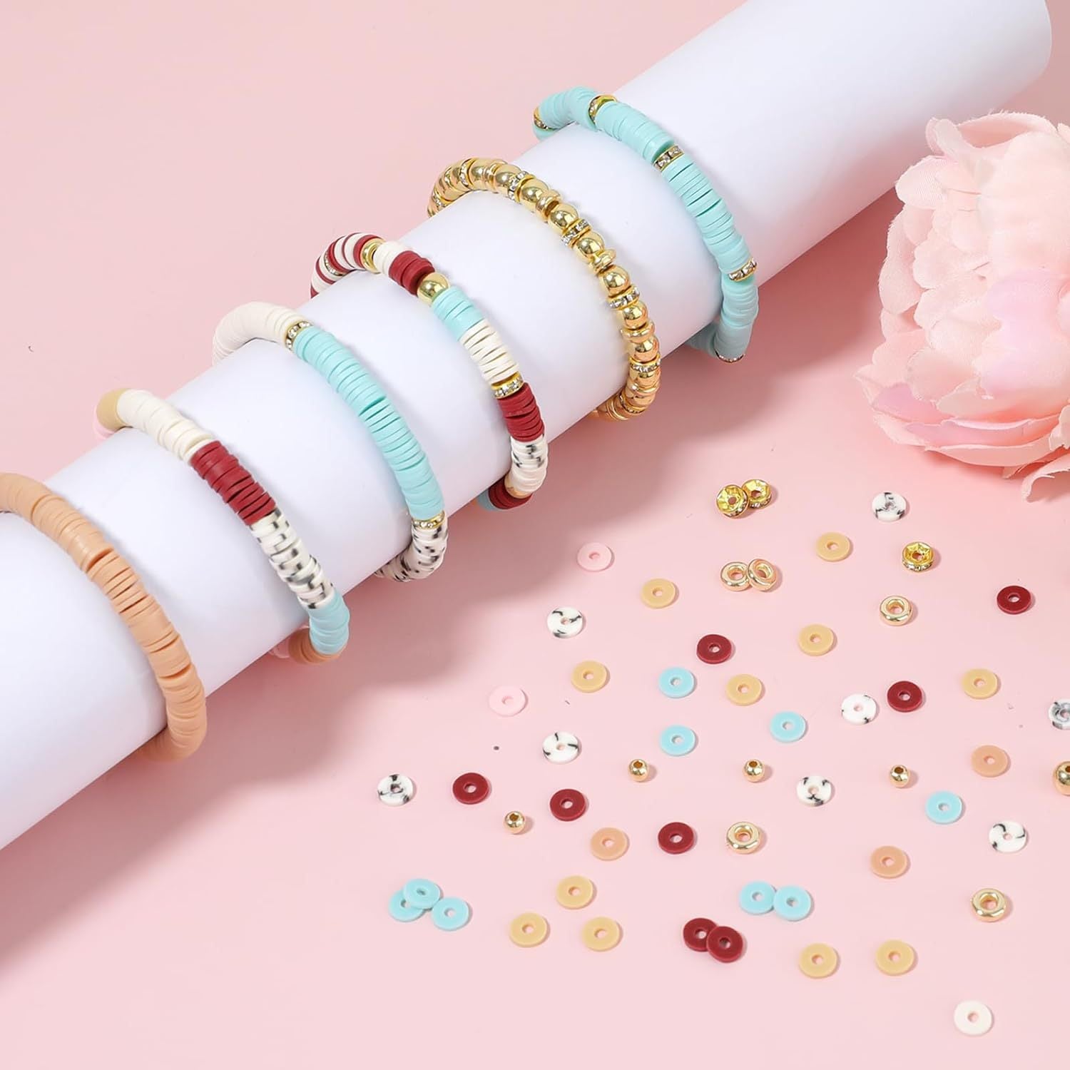 New Soft Clay Disc Accessories Clay Beads Round Beads Drill Rings Jewelry Bracelet Components DIY Suit