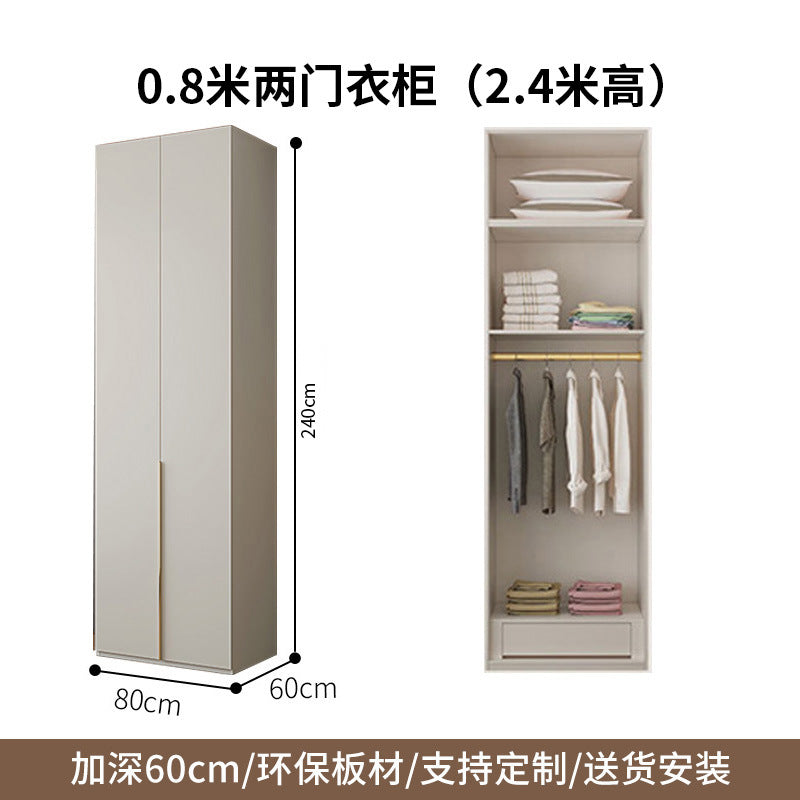 Cream Style Solid Wood Wardrobe Modern Simple Bedroom Storage Cabinet One Door to Ceiling Economical Small Apartment Home Large Wardrobe