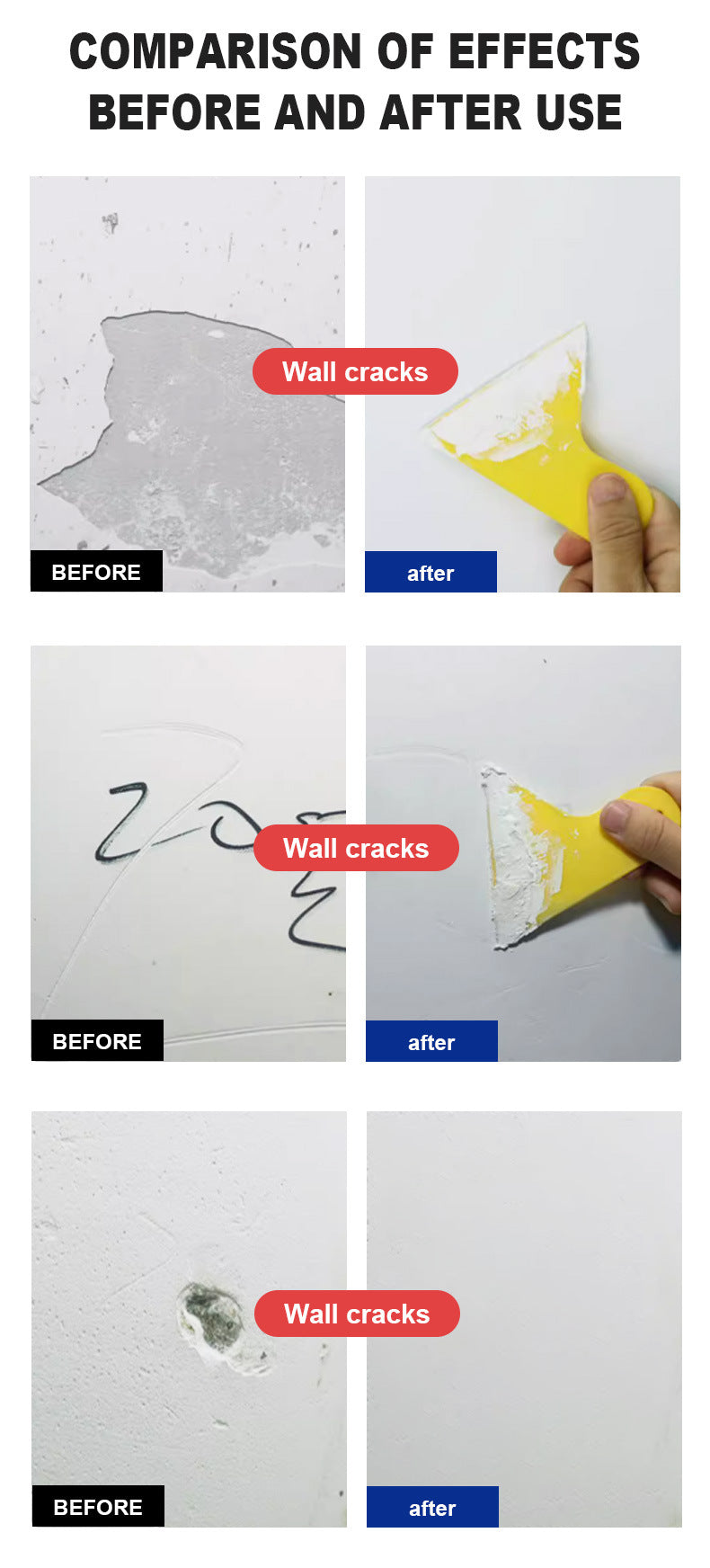 baolisi Wall Repair Paste for Home Use, Waterproof, Nail Hole and Crack Putty Powder for Wall Repair oem Wall Repair and Renovation