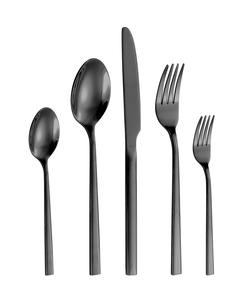 410Stainless Steel Tableware Hotel Restaurant Thickened Square Handle Knife Fork Spoon Set Western Food24Set of Steak Knives and Forks