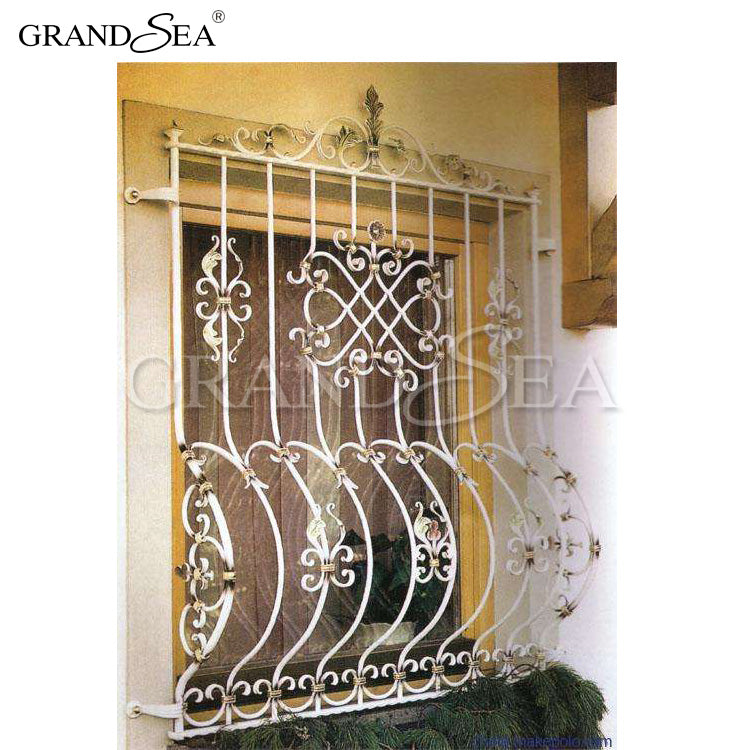 Modern Pretty Ornamental Wrought Iron Window Grill Grates Design for Safety Corrosion Resistance