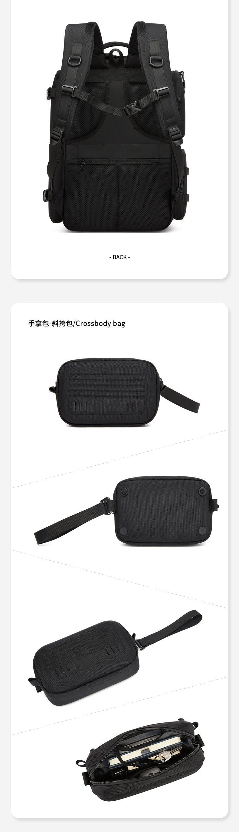 OZUKO Multifunctional Backpack Men's Large Capacity Backpack 3-in-1 detachable outdoor sports travel bag