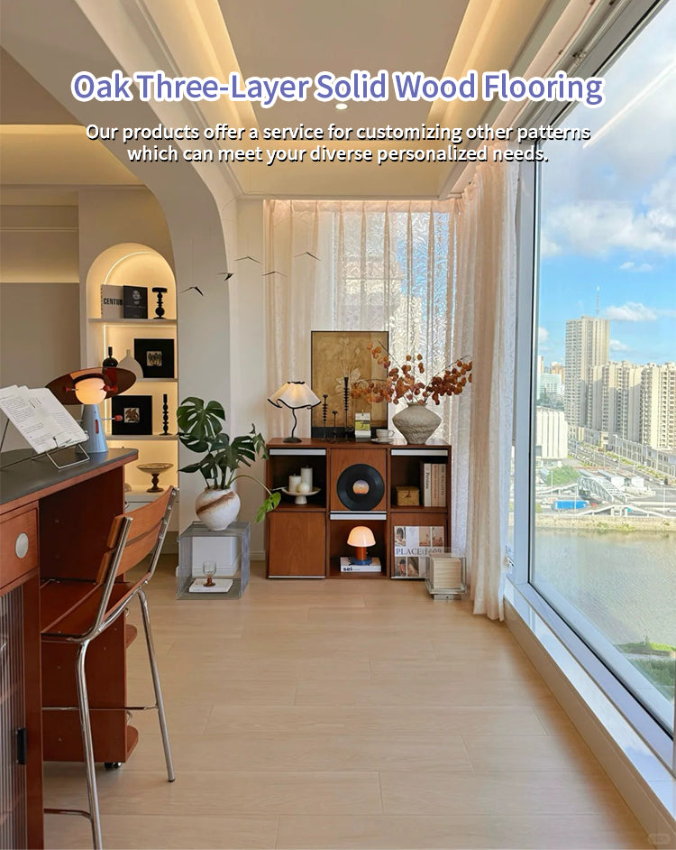 Premium Engineered Solid Oak Wood Flooring Prefinished Waterproof Anti-Slip Hardwood Floor for Contemporary Apartments Outdoor