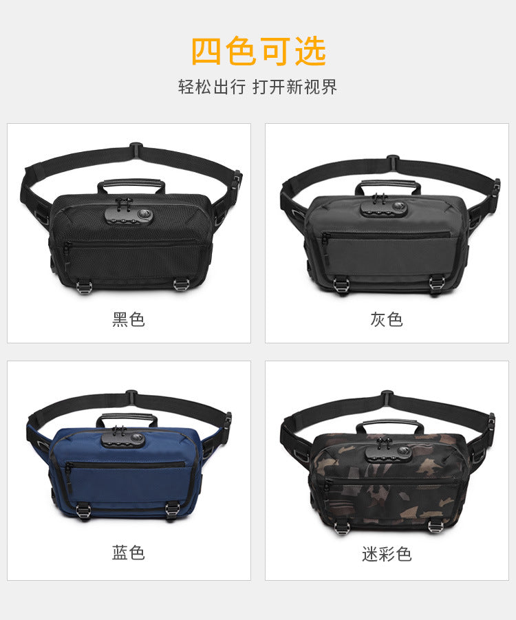 ozuko Multifunctional Waist Bag Men's Anti-Theft Chest Bag Large Capacity Trendy Crossbody Bag Sports Outdoor Shoulder Bag