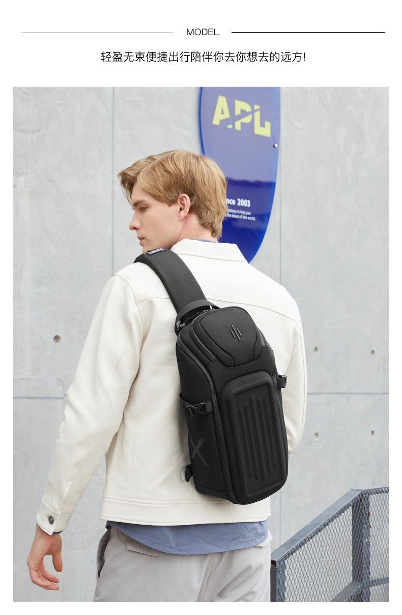 OZUKO Men's Chest Bag Waterproof Crossbody Bag Business Simple Crossbody Bag Trendy Commuter Small Backpack High-End Feel