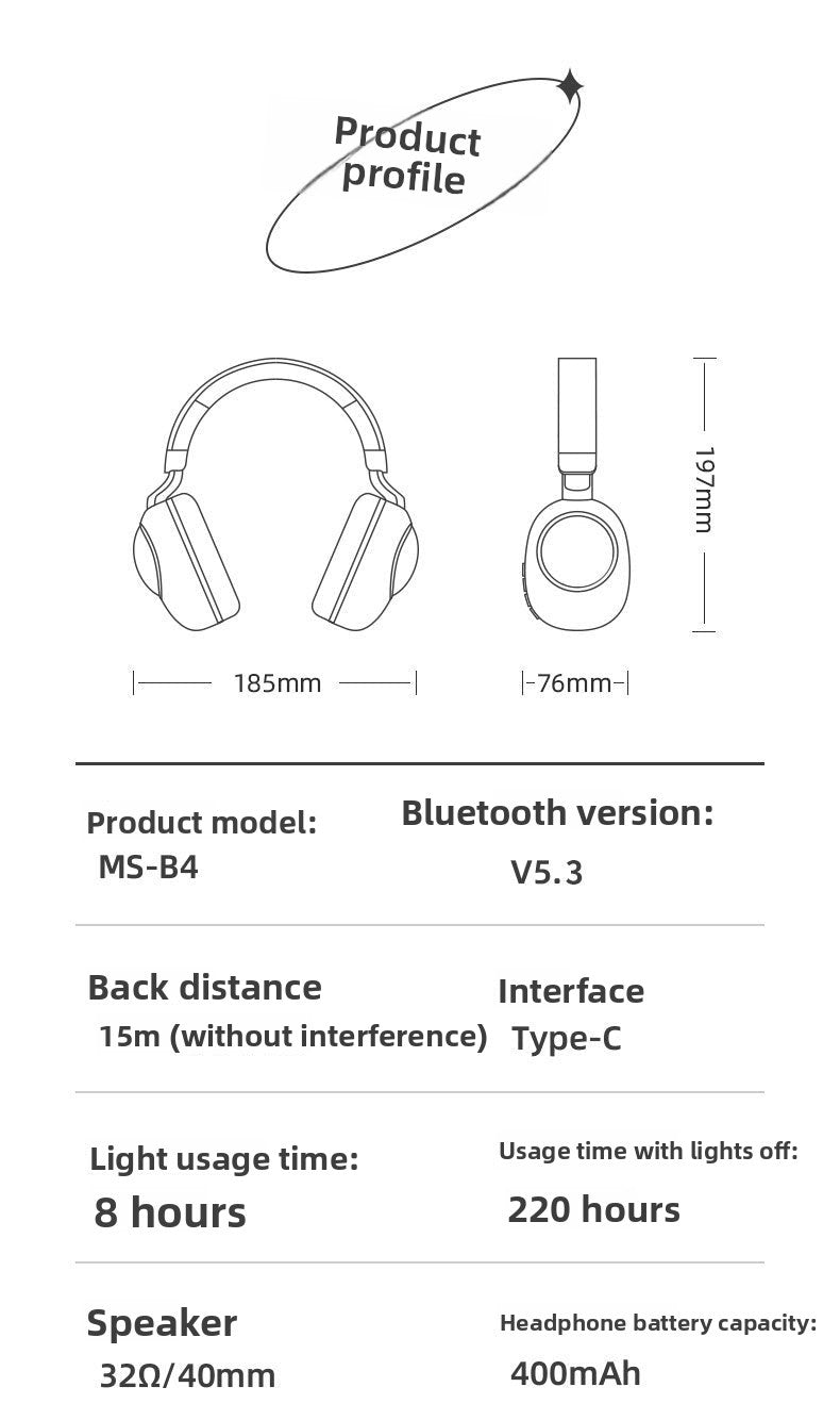 Wireless Headset Bluetooth Earphones Long Battery Life Student Children Cute Cartoon Gaming Headset