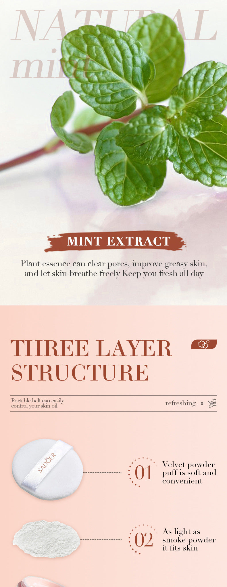 Makeup SADOER Mineral Loose Powder Refreshing Lightweight Setting Concealer Powder  Wholesale