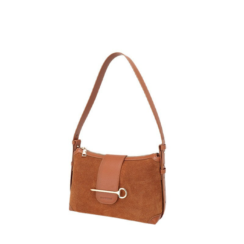 European and American New Style Deer Antler Leather Bag Single Shoulder Underarm Bag Light Luxury Fashion Women's Bag Genuine Leather Crossbody Women's Bag Niche Large Capacity