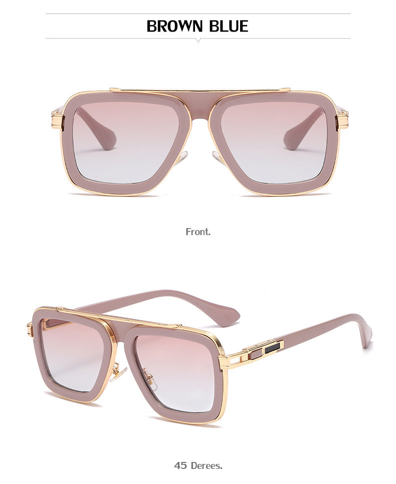 European and American Retro Square Frame Sunglasses for Men, Trendy European and American Punk Style, Internet Celebrity Same Style Sunglasses for Women ins Wind shades