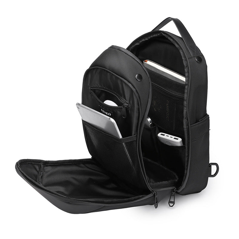 OZUKO Business Chest Bag Men's Large Capacity Waterproof Crossbody Bag High-end trendy brand simple commuter portable bag