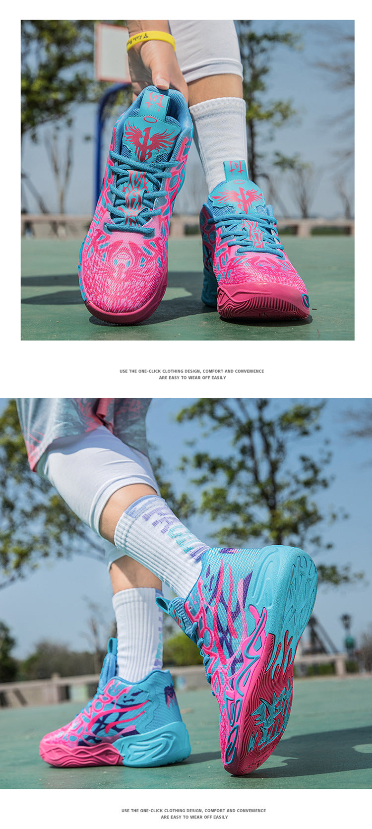 Fashion Trend Basketball Shoes New Youth Mandarin Duck Mesh Breathable Sports Shoes High-Top Training Boots