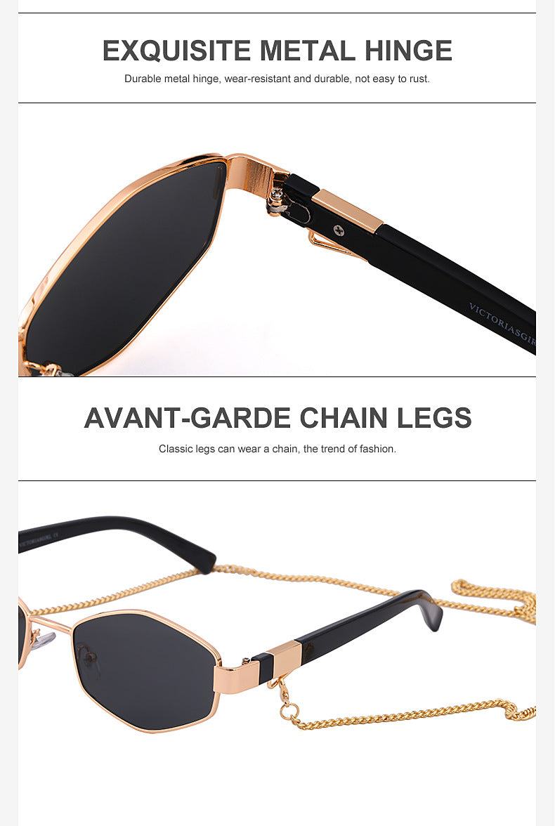 New Women's Sunglasses Fashion Chain Personality Round Frame Korean Style Sunglasses Wholesale Glasses sunglasses