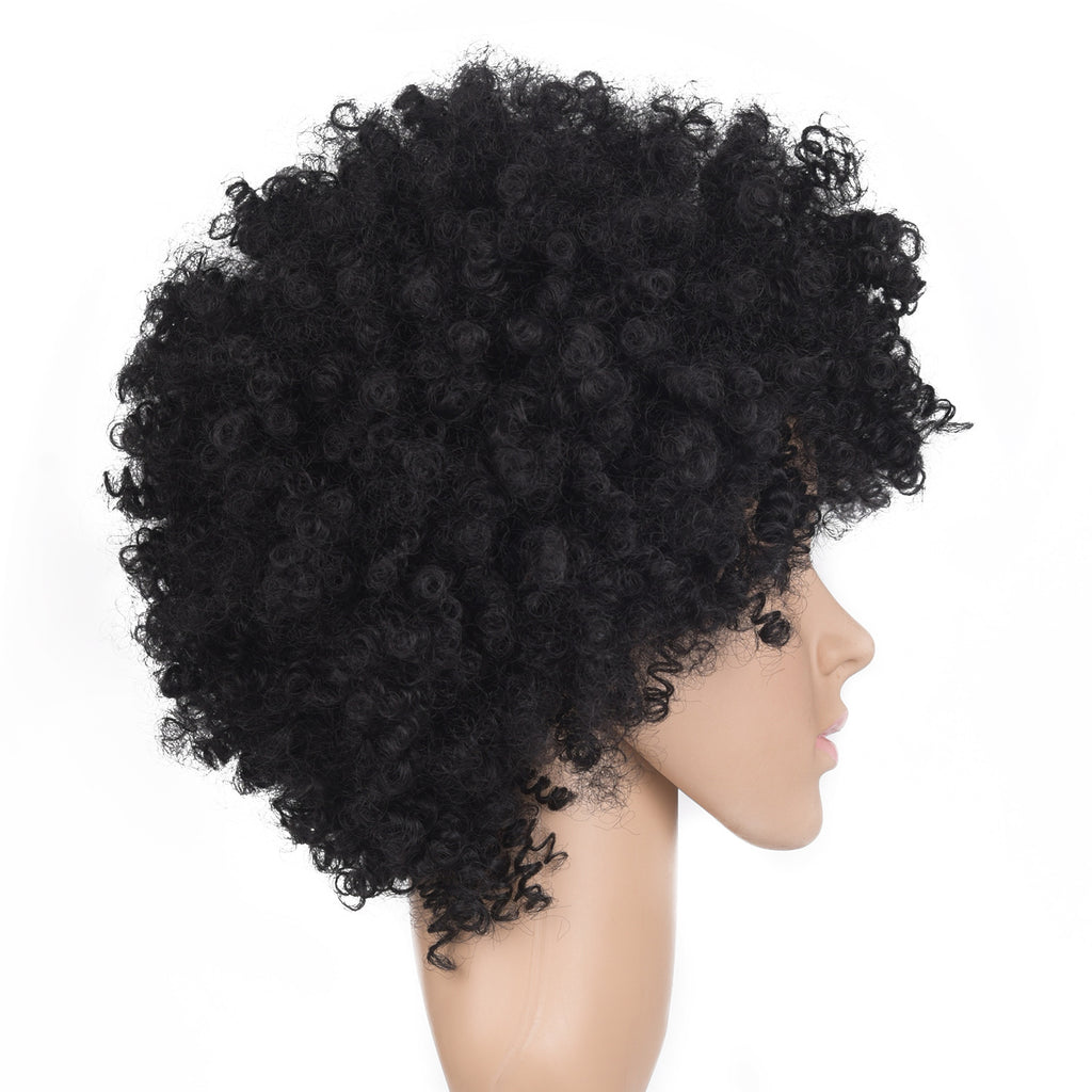 European and American New Style Hair Wig Cap Women's Short Hair Small Curl Black Hairpiece Brown Wholesale Bangs Natural Style