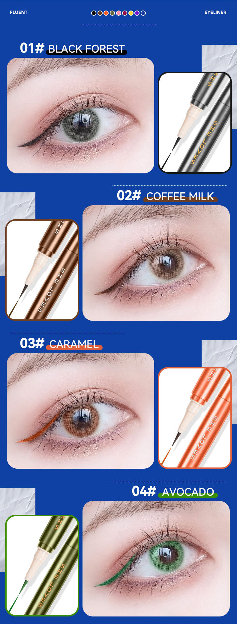 SHELOVES Eyeliner Waterproof Non-Smudge Black Brown Ultra-Fine Lower Lash Liquid Eyeliner Pen