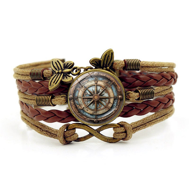 Vintage Multi-layer Woven Bracelet Butterfly Wireless Symbol Card Handmade Woven Bracelet Yoga Mandala Flower Bracelet