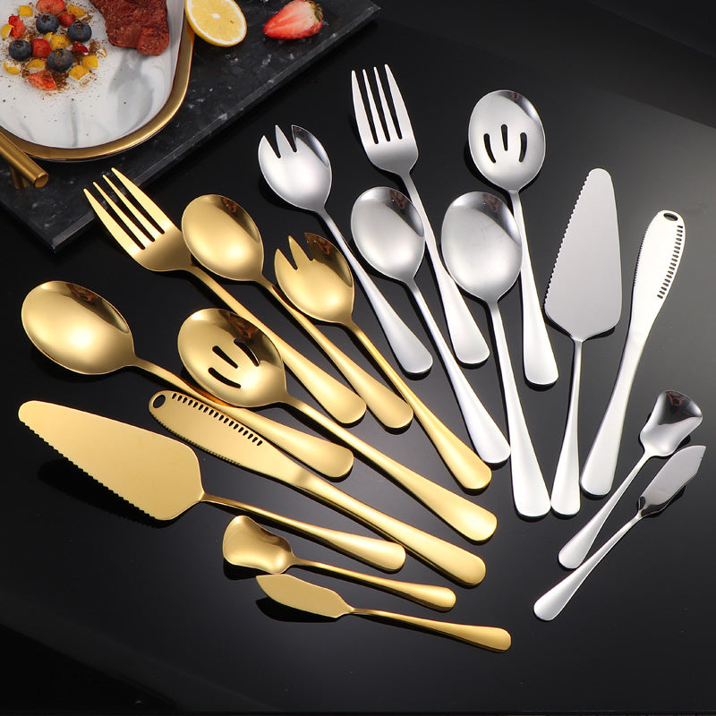 1010Stainless Steel Public Tableware Salad Dessert Spoon Fork Hotel Restaurant Self-service Spoon Fork Set
